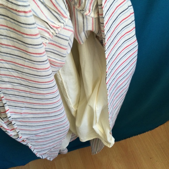 Current Air Dress Medium Los Angeles Cotton Lined Stripe Ruffles Midi Coastal - Picture 7 of 10